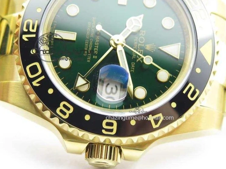 MiroTime 0216 SportInspired GMT-Master II 116718LN YG Bp-Maker Green Dial Ceramic Bezel On YG Bracelet A 3777